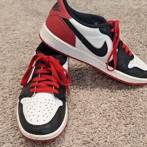 Air Jordan Low- Black, Red, and White Mens 8
